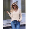 image:imageEkouaer Womens Cable Knit V Neck Sweater Long Sleeve Fall Tops Clothes 2026Apricot