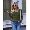 image:imageEkouaer Womens Cable Knit V Neck Sweater Long Sleeve Fall Tops Clothes 2026Army Green