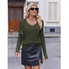 image:imageEkouaer Womens Cable Knit V Neck Sweater Long Sleeve Fall Tops Clothes 2026Army Green