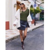 image:imageEkouaer Womens Cable Knit V Neck Sweater Long Sleeve Fall Tops Clothes 2026Army Green