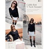 image:imageEkouaer Womens Cable Knit V Neck Sweater Long Sleeve Fall Tops Clothes 2026Black