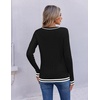 image:imageEkouaer Womens Cable Knit V Neck Sweater Long Sleeve Fall Tops Clothes 2026BlackWhite