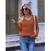 image:imageEkouaer Womens Cable Knit V Neck Sweater Long Sleeve Fall Tops Clothes 2026Caramel Color