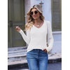 image:imageEkouaer Womens Cable Knit V Neck Sweater Long Sleeve Fall Tops Clothes 2026Cream White
