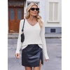 image:imageEkouaer Womens Cable Knit V Neck Sweater Long Sleeve Fall Tops Clothes 2026Cream White
