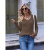 image:imageEkouaer Womens Cable Knit V Neck Sweater Long Sleeve Fall Tops Clothes 2026Khaki Tan