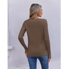 image:imageEkouaer Womens Cable Knit V Neck Sweater Long Sleeve Fall Tops Clothes 2026Khaki Tan