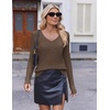 image:imageEkouaer Womens Cable Knit V Neck Sweater Long Sleeve Fall Tops Clothes 2026Khaki Tan