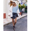 image:imageEkouaer Womens Cable Knit V Neck Sweater Long Sleeve Fall Tops Clothes 2026Light Blue