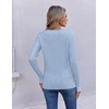 image:imageEkouaer Womens Cable Knit V Neck Sweater Long Sleeve Fall Tops Clothes 2026Light Blue