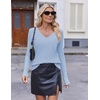 image:imageEkouaer Womens Cable Knit V Neck Sweater Long Sleeve Fall Tops Clothes 2026Light Blue