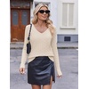 image:imageEkouaer Womens Cable Knit V Neck Sweater Long Sleeve Fall Tops Clothes 2026Light Brown