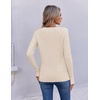 image:imageEkouaer Womens Cable Knit V Neck Sweater Long Sleeve Fall Tops Clothes 2026Light Brown