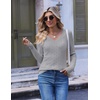 image:imageEkouaer Womens Cable Knit V Neck Sweater Long Sleeve Fall Tops Clothes 2026Light Grey