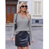 image:imageEkouaer Womens Cable Knit V Neck Sweater Long Sleeve Fall Tops Clothes 2026Light Grey