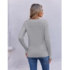 image:imageEkouaer Womens Cable Knit V Neck Sweater Long Sleeve Fall Tops Clothes 2026Light Grey