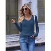 image:imageEkouaer Womens Cable Knit V Neck Sweater Long Sleeve Fall Tops Clothes 2026Navy Blue