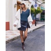 image:imageEkouaer Womens Cable Knit V Neck Sweater Long Sleeve Fall Tops Clothes 2026Navy Blue