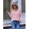 image:imageEkouaer Womens Cable Knit V Neck Sweater Long Sleeve Fall Tops Clothes 2026Pink