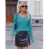 image:imageEkouaer Womens Cable Knit V Neck Sweater Long Sleeve Fall Tops Clothes 2026Teal