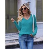 image:imageEkouaer Womens Cable Knit V Neck Sweater Long Sleeve Fall Tops Clothes 2026Teal