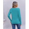 image:imageEkouaer Womens Cable Knit V Neck Sweater Long Sleeve Fall Tops Clothes 2026Teal