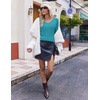 image:imageEkouaer Womens Cable Knit V Neck Sweater Long Sleeve Fall Tops Clothes 2026Teal