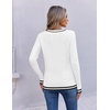 image:imageEkouaer Womens Cable Knit V Neck Sweater Long Sleeve Fall Tops Clothes 2026WhiteBlack