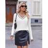 image:imageEkouaer Womens Cable Knit V Neck Sweater Long Sleeve Fall Tops Clothes 2026WhiteBlack