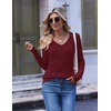 image:imageEkouaer Womens Cable Knit V Neck Sweater Long Sleeve Fall Tops Clothes 2026Wine Red