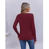 image:imageEkouaer Womens Cable Knit V Neck Sweater Long Sleeve Fall Tops Clothes 2026Wine Red