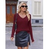 image:imageEkouaer Womens Cable Knit V Neck Sweater Long Sleeve Fall Tops Clothes 2026Wine Red