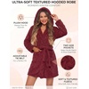 image:imageEkouaer Womens Hooded Bathrobe Short Fleece Robe Soft Luxury SleepwearB Wine Red