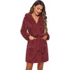 image:imageEkouaer Womens Hooded Bathrobe Short Fleece Robe Soft Luxury SleepwearB Wine Red