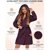 image:imageEkouaer Womens Hooded Bathrobe Short Fleece Robe Soft Luxury SleepwearJam Purplejacquard