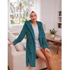 image:imageEkouaer Womens Hooded Bathrobe Short Fleece Robe Soft Luxury SleepwearPeacock Bluejacquard