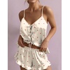 image:imageEkouaer Womens Satin Pajamas Sets Silk Cami Lingerie Pjs SleepwearBeige Cherry