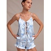 image:imageEkouaer Womens Satin Pajamas Sets Silk Cami Lingerie Pjs SleepwearBlue Bow