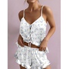 image:imageEkouaer Womens Satin Pajamas Sets Silk Cami Lingerie Pjs SleepwearBlue Bow Hydrangea