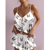 image:imageEkouaer Womens Satin Pajamas Sets Silk Cami Lingerie Pjs SleepwearLeopard Bow