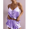 image:imageEkouaer Womens Satin Pajamas Sets Silk Cami Lingerie Pjs SleepwearLilac