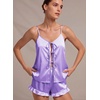image:imageEkouaer Womens Satin Pajamas Sets Silk Cami Lingerie Pjs SleepwearLilac