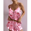 image:imageEkouaer Womens Satin Pajamas Sets Silk Cami Lingerie Pjs SleepwearPink Cherry