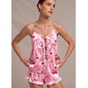 image:imageEkouaer Womens Satin Pajamas Sets Silk Cami Lingerie Pjs SleepwearPink Cherry