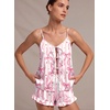 image:imageEkouaer Womens Satin Pajamas Sets Silk Cami Lingerie Pjs SleepwearStriped Bow