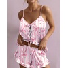 image:imageEkouaer Womens Satin Pajamas Sets Silk Cami Lingerie Pjs SleepwearStriped Bow