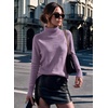 image:imageEkouaer Womens Turtleneck Sweater Long Sleeve 2026 Fall Winter Knitted TopPurple Red