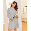 image:imageEkouaer Womens Zipper Robes Long Sleeves Bathobe Soft House Coat Sleepwear Knee Length Loungewear with Pockets SXXLLight Grey