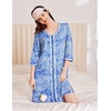 image:imageEkouaer Zipper Robes for Women 34 Sleeves House Coat 2026 Zip Up BathrobeBlue Pattern