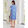 image:imageEkouaer Zipper Robes for Women 34 Sleeves House Coat 2026 Zip Up BathrobeBlue Pattern
